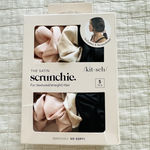 Kitsch Accessories - NEW Kitsch The Satin Scrunchie For Textured/Straight Hair 5 Pieces Sleep Womens